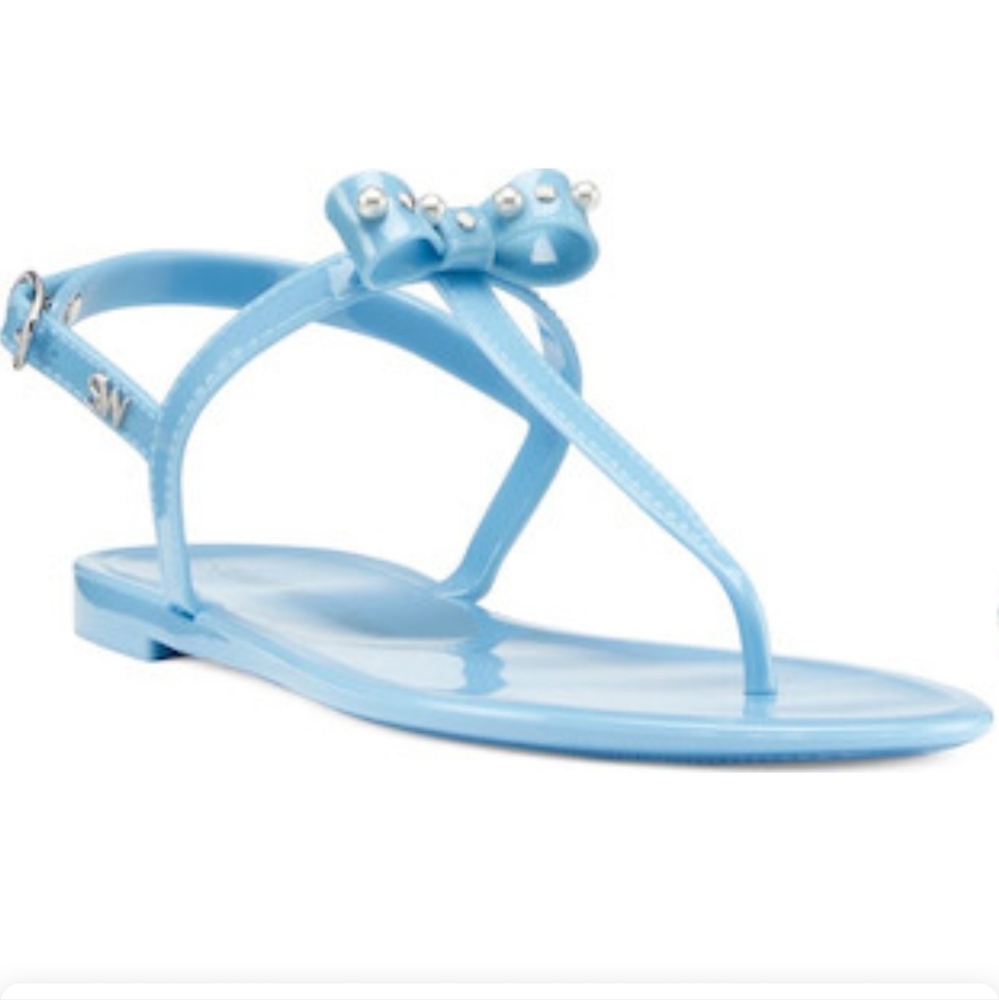 Stuart Weitzman PearlStud Bow Jelly Sandal Sz 9